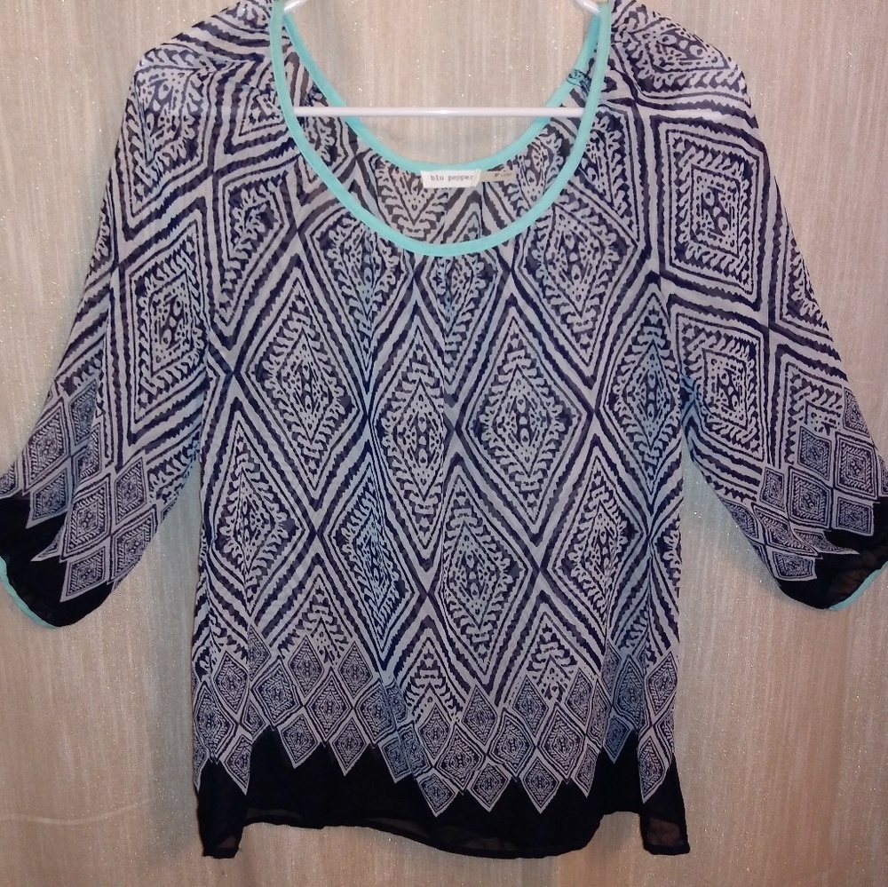 Sheer blu pepper top